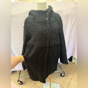Zara Black Hooded Cape Coat